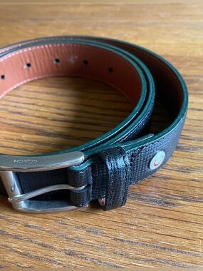 Coach Black Leather Belt with Silver Buckle